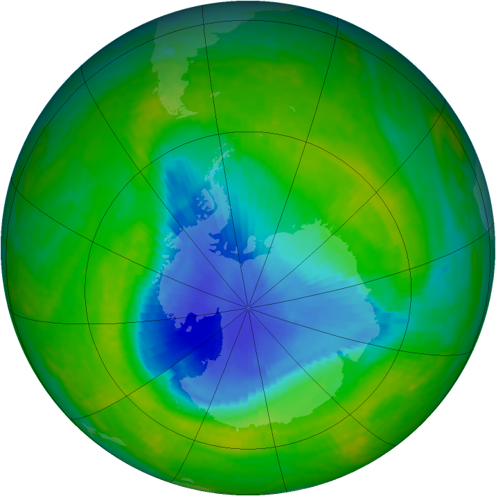 Antarctic ozone map for 22 November 2003
